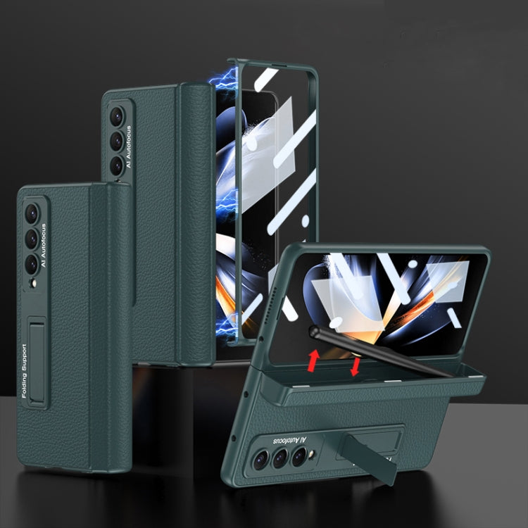 For Samsung Galaxy Z Fold4 GKK Integrated Fold Hinge Leather Phone Case with Holder(Green) - free shipping - PMC TechLife - Order now!