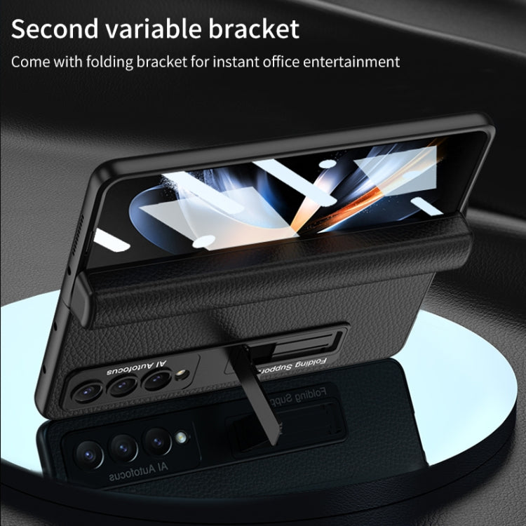 For Samsung Galaxy Z Fold4 GKK Integrated Fold Hinge Leather Phone Case with Holder(Green) - free shipping - PMC TechLife - Order now!