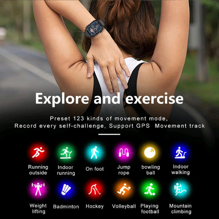 G96 1.85 inch HD Square Screen Rugged Smart Watch Support Bluetooth Calling/Heart Rate Monitoring/Blood Oxygen Monitoring(Grey) - Smart Watches by PMC TechLife | Online Shopping South Africa | PMC TechLife