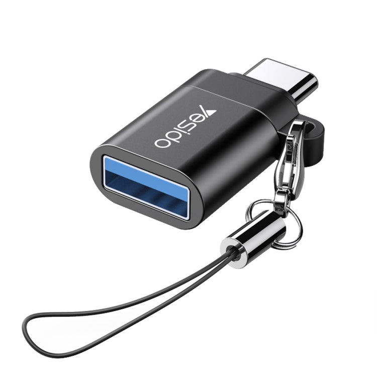Yesido GS06 Type-C to USB 3.0 OTG Mini Connector Adapter with Keychain(Black) - Converter & Adapter by Yesido | Online Shopping South Africa | PMC TechLife | Buy Now Pay Later Mobicred