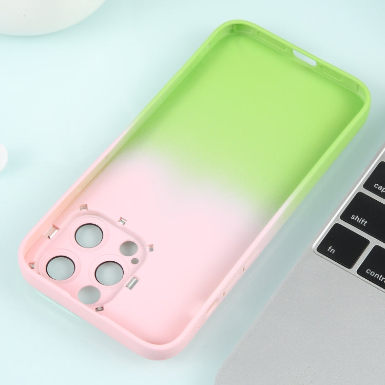 For iPhone 13 Pro Gradient Starry Silicone Phone Case with Lens Film(Pink Green) - free shipping - PMC TechLife - Order now!