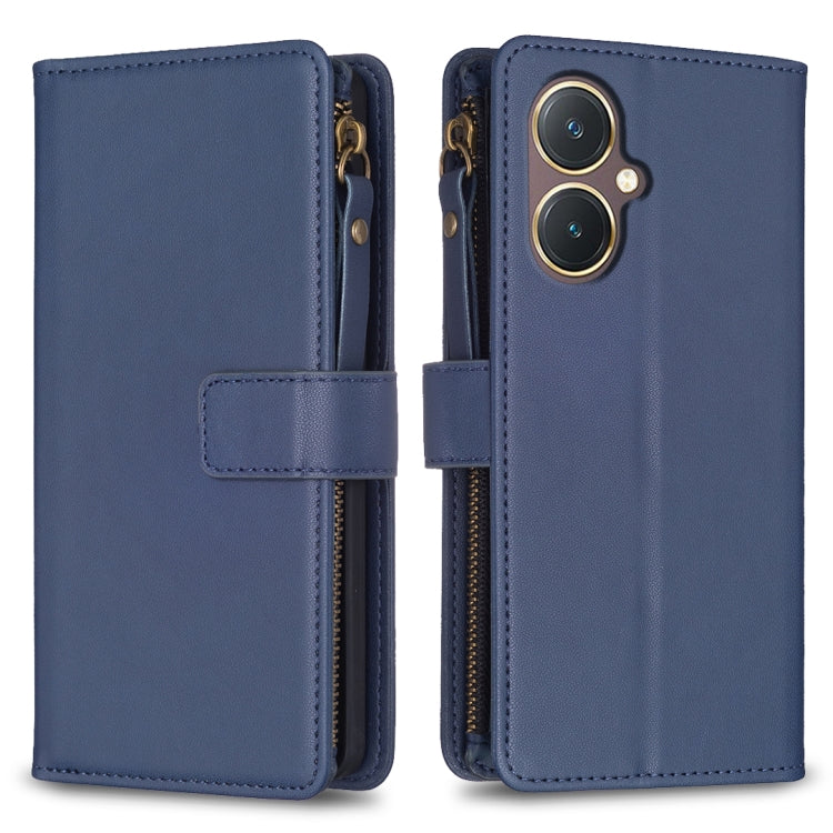 For vivo Y27 4G 9 Card Slots Zipper Wallet Leather Flip Phone Case(Blue) - vivo Cases by PMC TechLife | Online Shopping South Africa | PMC TechLife | Buy Now Pay Later Mobicred