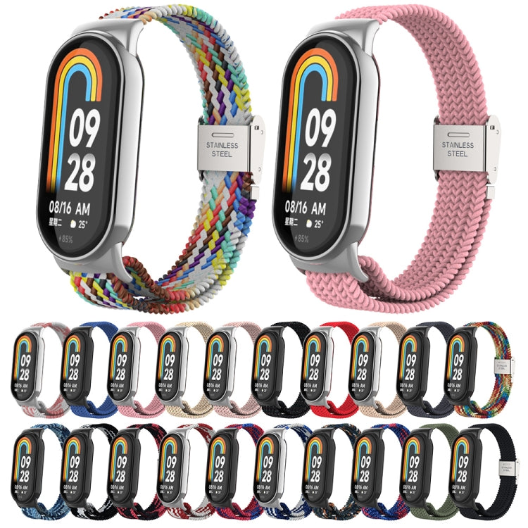 For Xiaomi Mi Band 8 Metal Head + Adjustable Nylon Braided Steel Buckle Watch Band(Red) - Watch Bands by PMC TechLife | Online Shopping South Africa | PMC TechLife