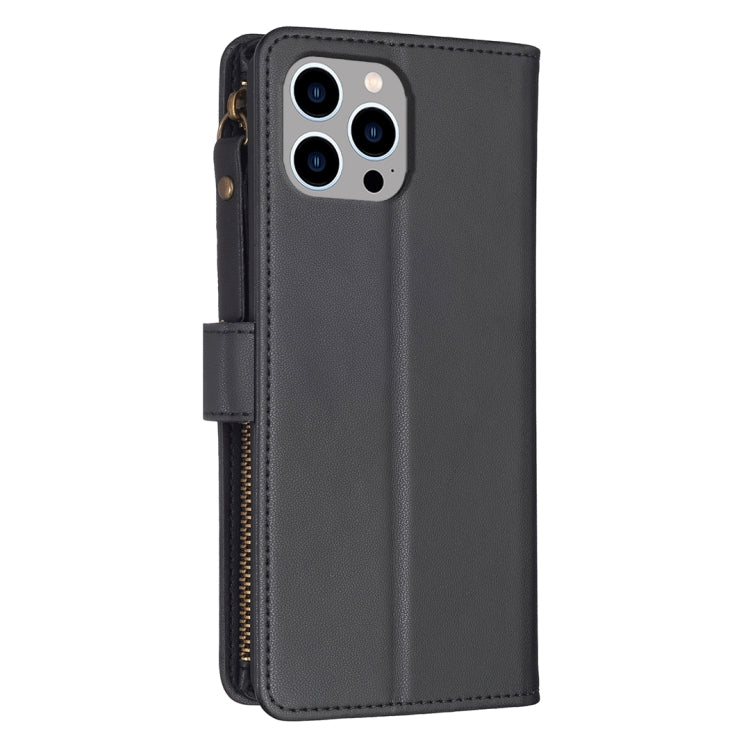 For iPhone 12 Pro Max 9 Card Slots Zipper Wallet Leather Flip Phone Case(Black) - free shipping - PMC TechLife - Order now!