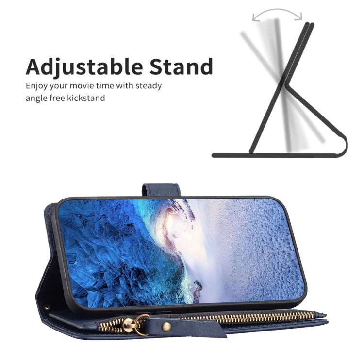 For iPhone 15 9 Card Slots Zipper Wallet Leather Flip Phone Case(Blue) - free shipping - PMC TechLife - Order now!