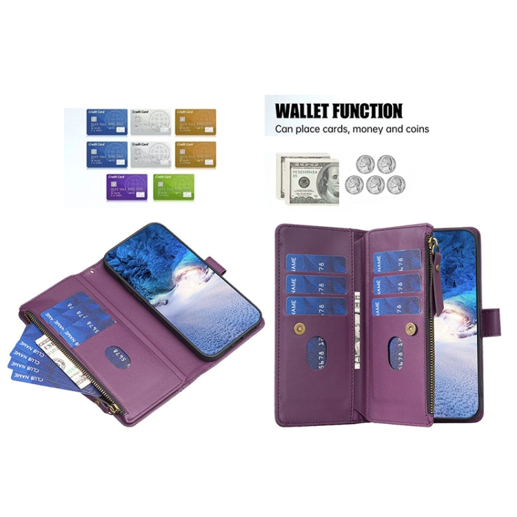 For Xiaomi Redmi 10C 9 Card Slots Zipper Wallet Leather Flip Phone Case(Dark Purple) - free shipping - PMC TechLife - Order now!
