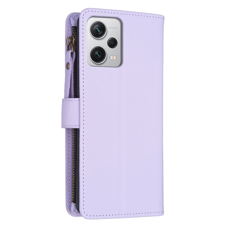 For Xiaomi Redmi Note 12 Pro+ 5G Global 9 Card Slots Zipper Wallet Leather Flip Phone Case(Light Purple) - free shipping - PMC TechLife - Order now!