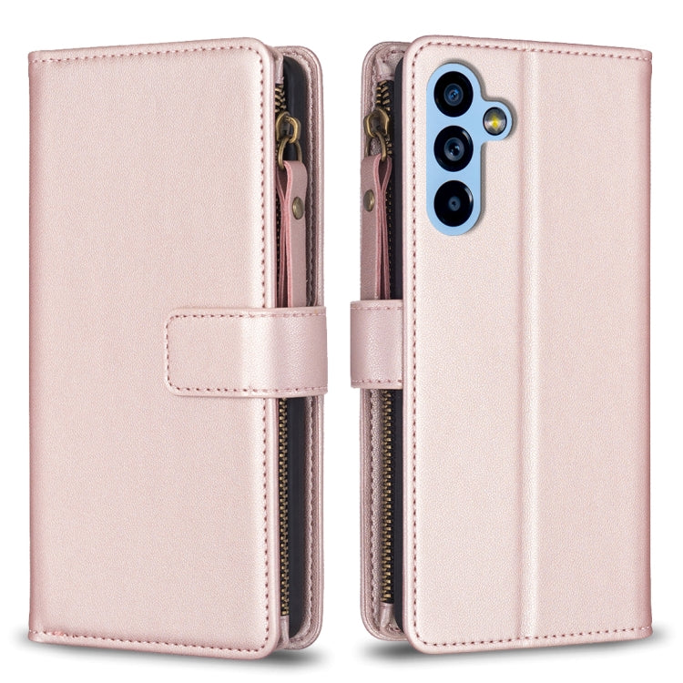 For Samsung Galaxy A54 5G 9 Card Slots Zipper Wallet Leather Flip Phone Case(Rose Gold) - free shipping - PMC TechLife - Order now!