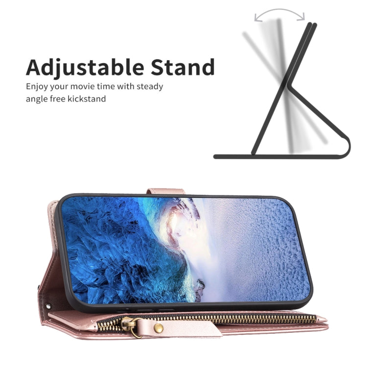 For Samsung Galaxy A54 5G 9 Card Slots Zipper Wallet Leather Flip Phone Case(Rose Gold) - free shipping - PMC TechLife - Order now!