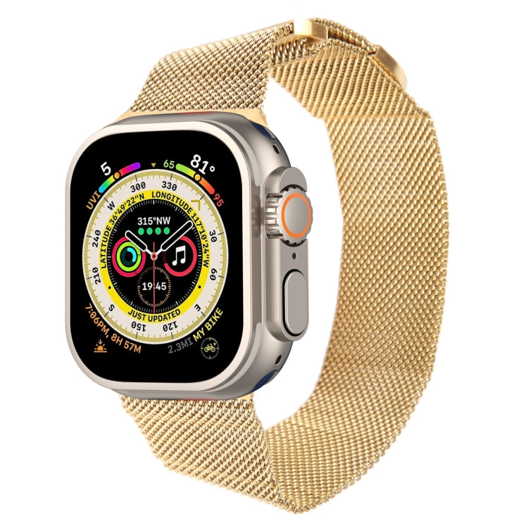 For Apple Watch Ultra 49mm Milanese Metal Magnetic Watch Band(Gold) - Watch Bands by PMC TechLife | Online Shopping South Africa | PMC TechLife