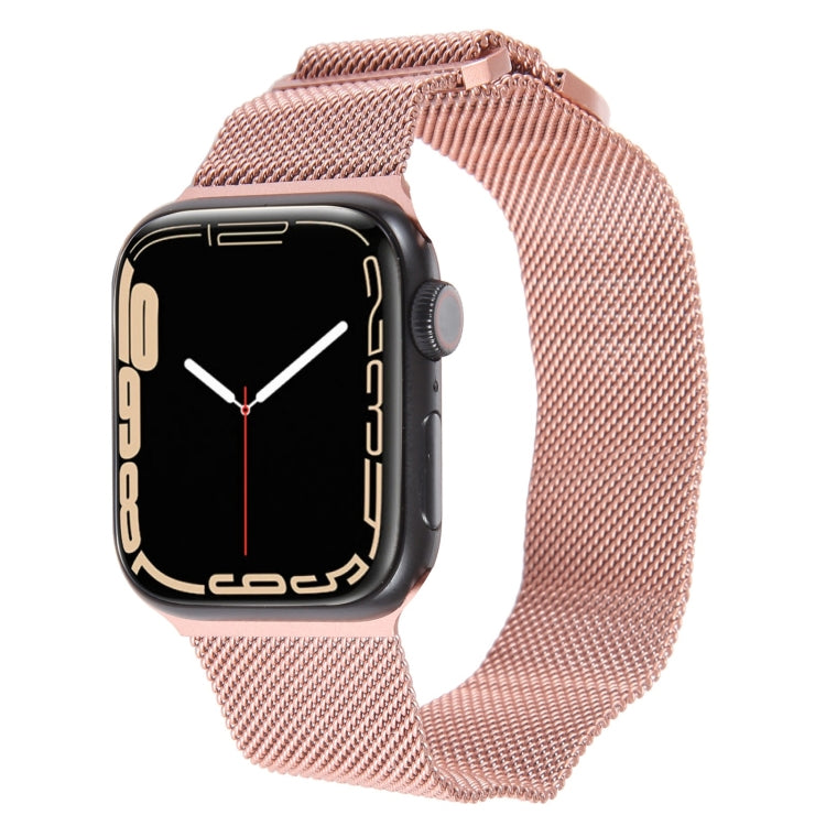 For Apple Watch 8 45mm Milanese Metal Magnetic Watch Band(Pink) - Watch Bands by PMC TechLife | Online Shopping South Africa | PMC TechLife
