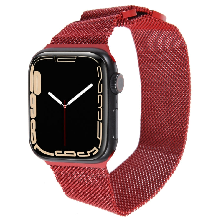 For Apple Watch 42mm Milanese Metal Magnetic Watch Band(Red) - Watch Bands by PMC TechLife | Online Shopping South Africa | PMC TechLife
