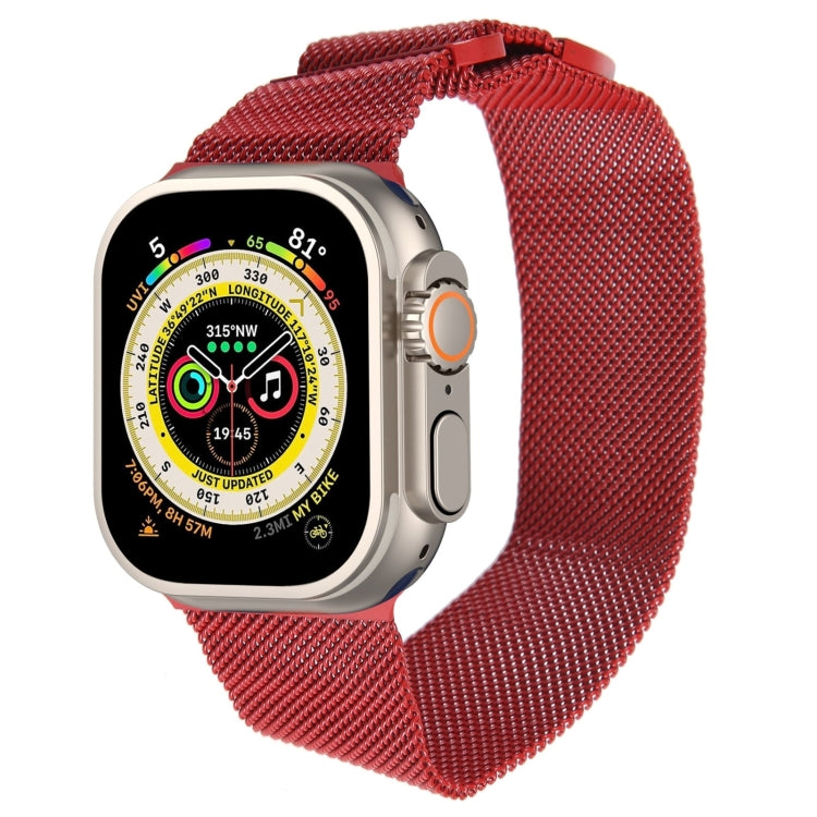 For Apple Watch SE 2023 44mm Milanese Metal Magnetic Watch Band(Red) - Watch Bands by PMC TechLife | Online Shopping South Africa | PMC TechLife