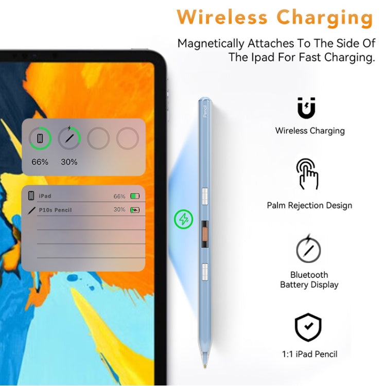 P10s Transparent Case Wireless Charging Stylus Pen for iPad 2018 or Later(White) - Stylus Pen by PMC TechLife | Online Shopping South Africa | PMC TechLife