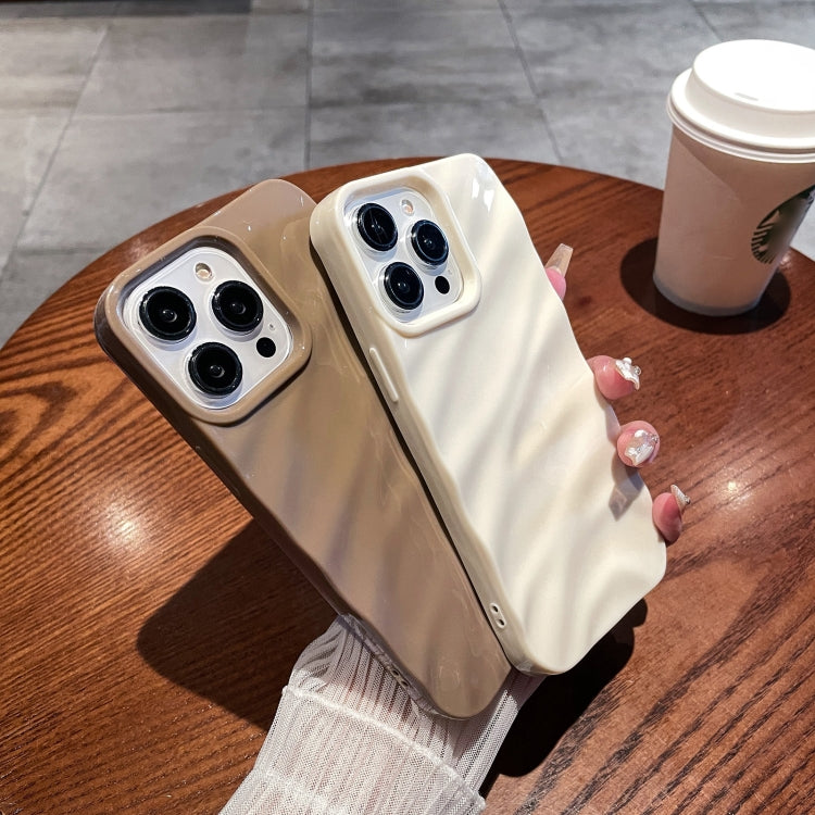 For iPhone 14 /13 Solid Color Wave Texture TPU Phone Case(Beige) - iPhone 14 Cases by PMC TechLife | Online Shopping South Africa | PMC TechLife