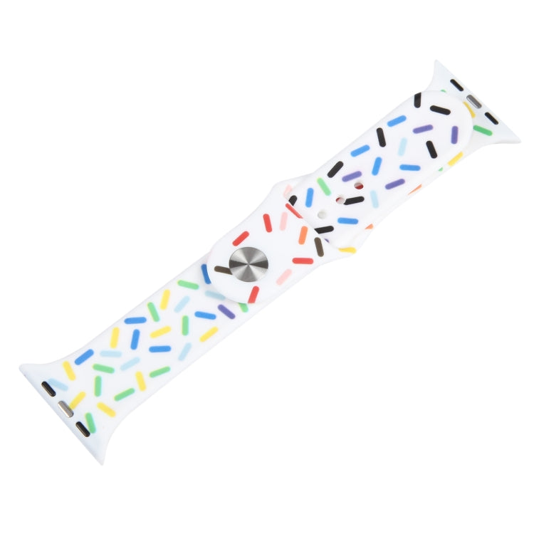 Rainbow Raindrops Silicone Watch Band For Apple Watch 7 45mm(White) - Watch Bands by PMC TechLife | Online Shopping South Africa | PMC TechLife