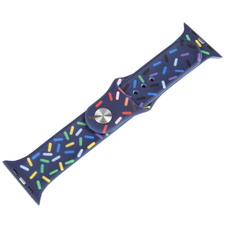 Rainbow Raindrops Silicone Watch Band For Apple Watch 7 45mm(Midnight) - Watch Bands by PMC TechLife | Online Shopping South Africa | PMC TechLife