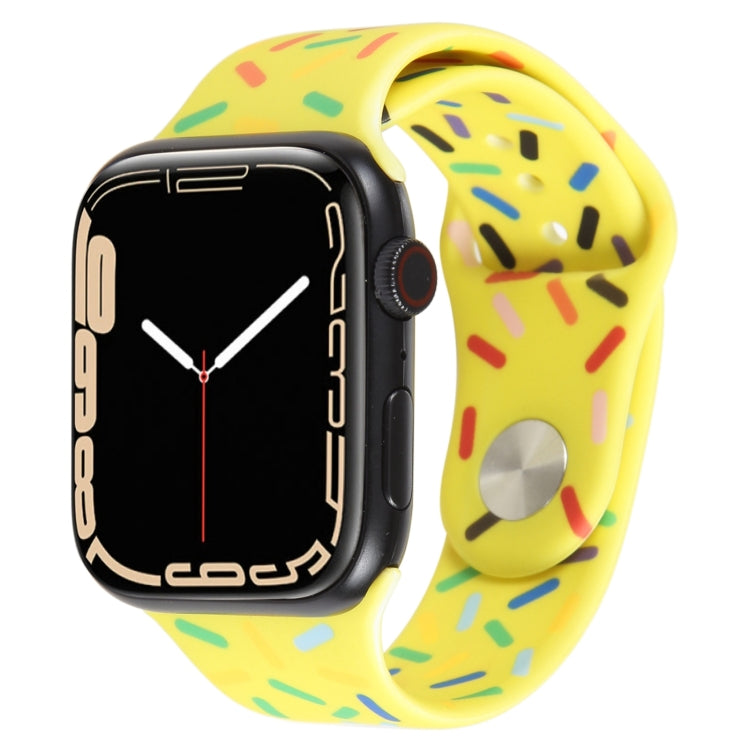 Rainbow Raindrops Silicone Watch Band For Apple Watch SE 2022 44mm(Yellow) - Watch Bands by PMC TechLife | Online Shopping South Africa | PMC TechLife