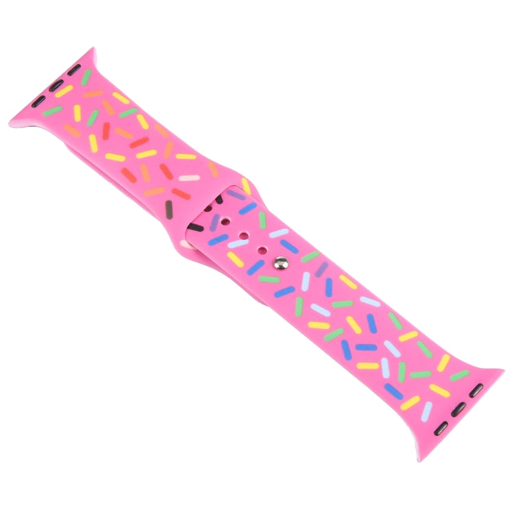Rainbow Raindrops Silicone Watch Band For Apple Watch 6 40mm(Rose Red) - Watch Bands by PMC TechLife | Online Shopping South Africa | PMC TechLife