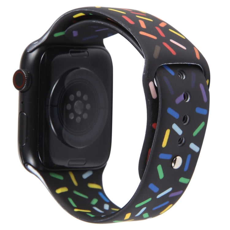 Rainbow Raindrops Silicone Watch Band For Apple Watch 5 40mm(Black) - Watch Bands by PMC TechLife | Online Shopping South Africa | PMC TechLife