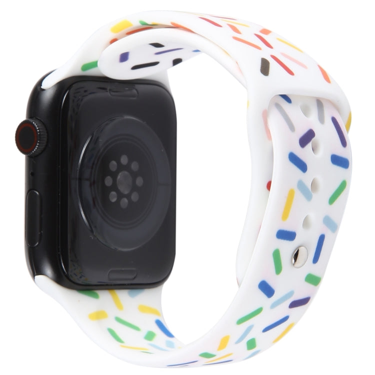 Rainbow Raindrops Silicone Watch Band For Apple Watch 4 40mm(White) - Watch Bands by PMC TechLife | Online Shopping South Africa | PMC TechLife