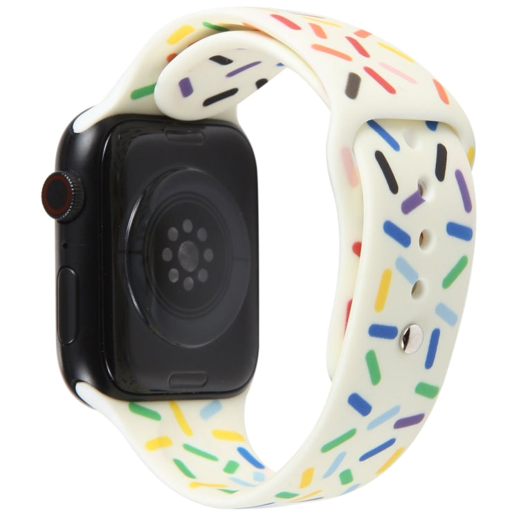 Rainbow Raindrops Silicone Watch Band For Apple Watch 4 40mm(Beige) - Watch Bands by PMC TechLife | Online Shopping South Africa | PMC TechLife