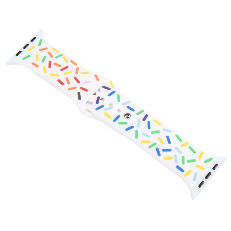 Rainbow Raindrops Silicone Watch Band For Apple Watch 4 44mm(White) - Watch Bands by PMC TechLife | Online Shopping South Africa | PMC TechLife