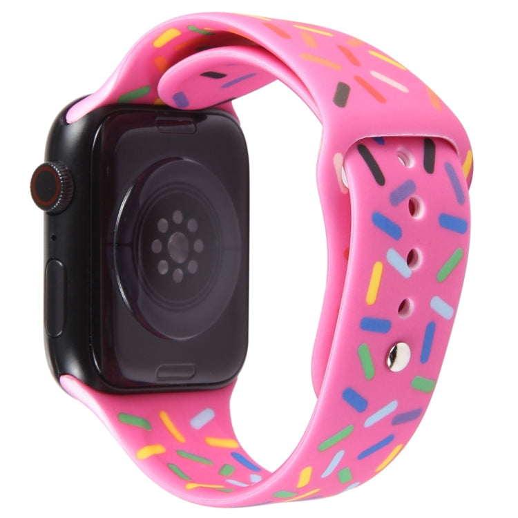 Rainbow Raindrops Silicone Watch Band For Apple Watch 4 44mm(Rose Red) - Watch Bands by PMC TechLife | Online Shopping South Africa | PMC TechLife