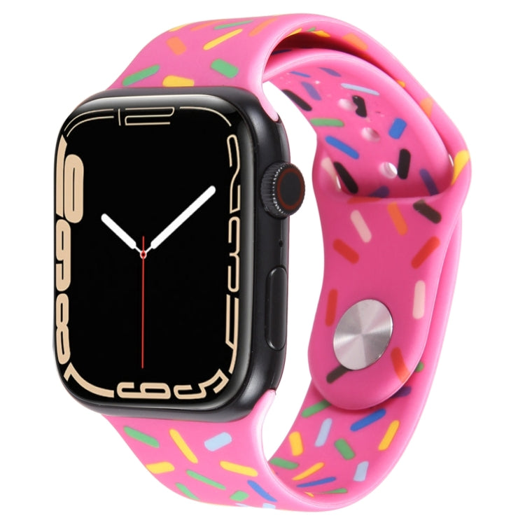 Rainbow Raindrops Silicone Watch Band For Apple Watch 38mm(Rose Red) - Watch Bands by PMC TechLife | Online Shopping South Africa | PMC TechLife