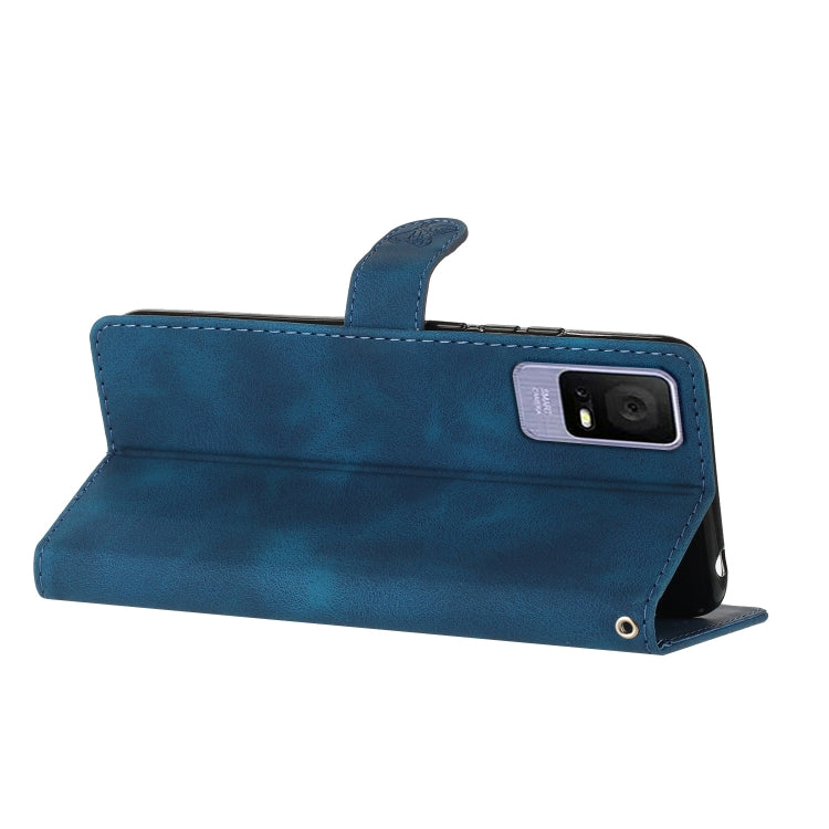 For TCL 405 / 406 / 408 Flower Butterfly Embossing Pattern Leather Phone Case(Blue) - free shipping - PMC TechLife - Order now!