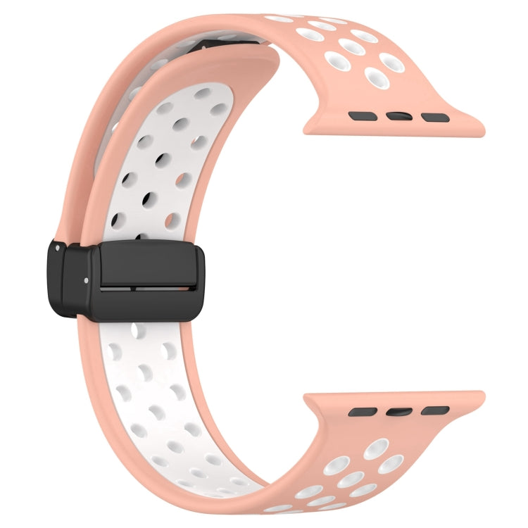 For Apple Watch Ultra 49mm Magnetic Buckle Silicone Watch Band(Pink White) - Watch Bands by PMC TechLife | Online Shopping South Africa | PMC TechLife