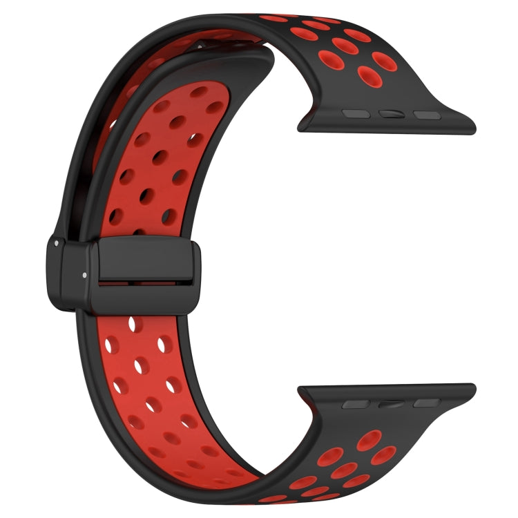 For Apple Watch 8 41mm Magnetic Buckle Silicone Watch Band(Black Red) - Watch Bands by PMC TechLife | Online Shopping South Africa | PMC TechLife