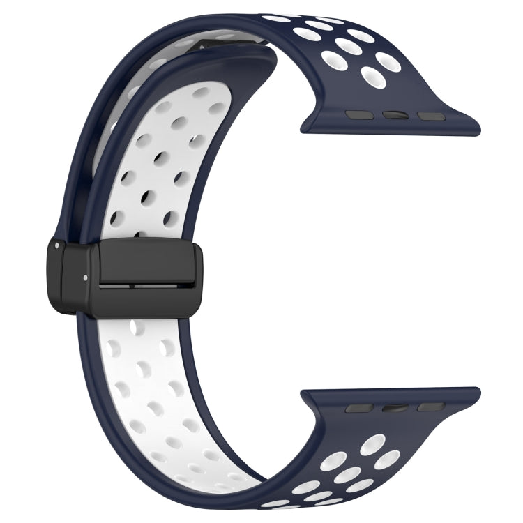 For Apple Watch 8 45mm  Magnetic Buckle Silicone Watch Band(Navy White) - Watch Bands by PMC TechLife | Online Shopping South Africa | PMC TechLife