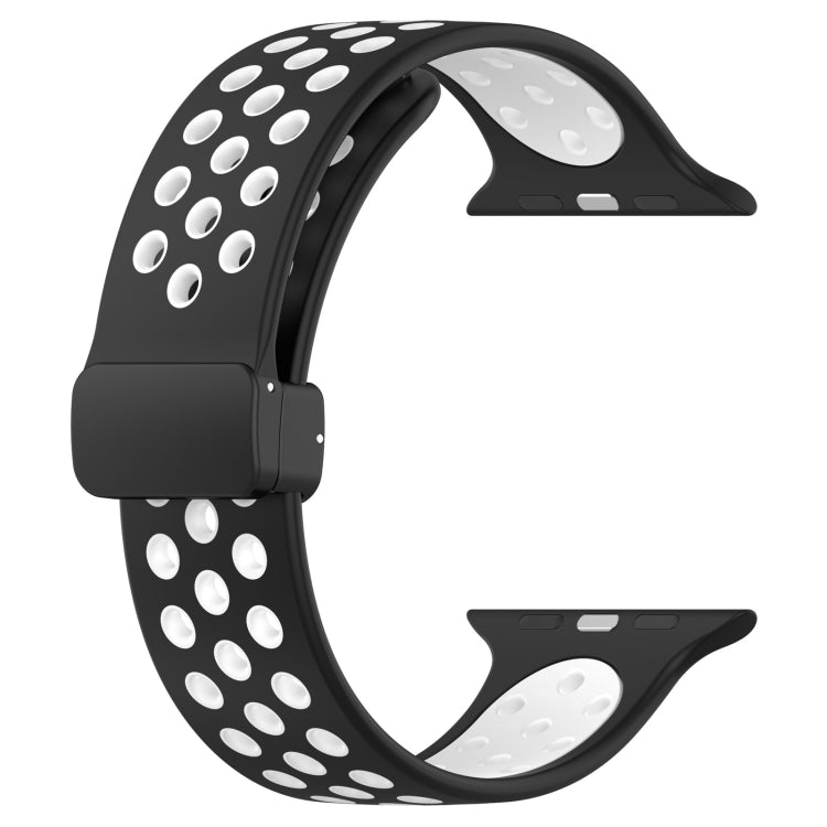 For Apple Watch SE 2022 44mm Magnetic Buckle Silicone Watch Band(Black White) - Watch Bands by PMC TechLife | Online Shopping South Africa | PMC TechLife