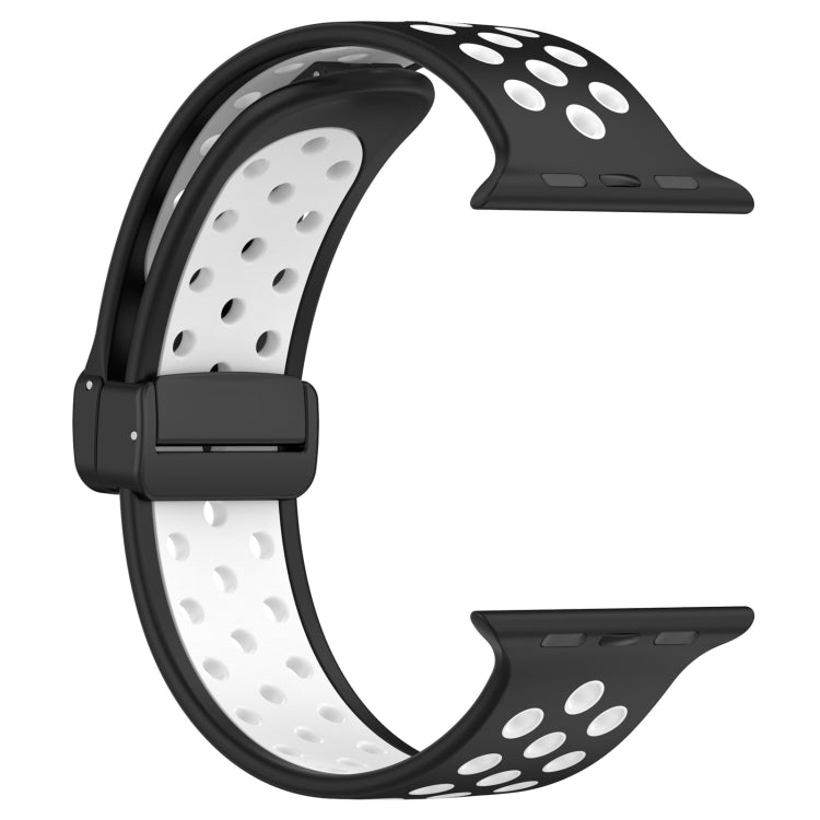 For Apple Watch SE 2022 44mm Magnetic Buckle Silicone Watch Band(Black White) - Watch Bands by PMC TechLife | Online Shopping South Africa | PMC TechLife
