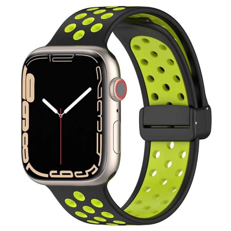 For Apple Watch 7 41mm Magnetic Buckle Silicone Watch Band(Black Limes) - Watch Bands by PMC TechLife | Online Shopping South Africa | PMC TechLife