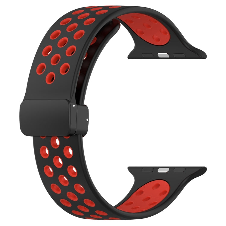 For Apple Watch 5 44mm Magnetic Buckle Silicone Watch Band(Black Red) - Watch Bands by PMC TechLife | Online Shopping South Africa | PMC TechLife