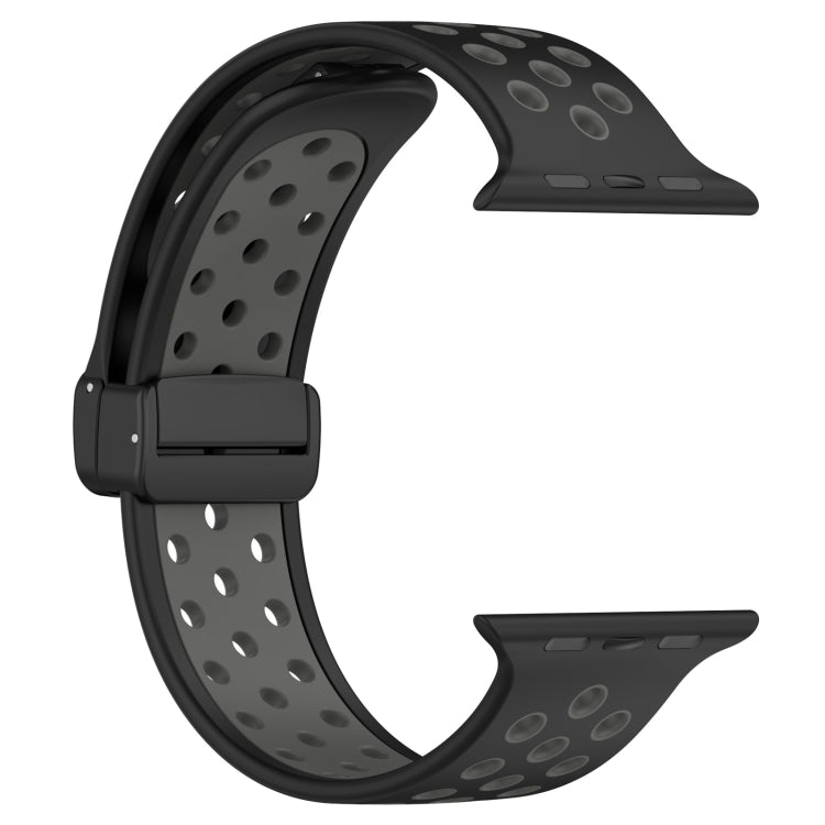 For Apple Watch 5 40mm Magnetic Buckle Silicone Watch Band(Black Grey) - Watch Bands by PMC TechLife | Online Shopping South Africa | PMC TechLife
