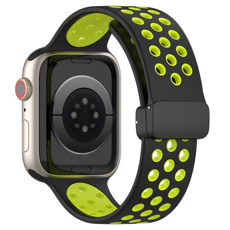 For Apple Watch 3 38mm Magnetic Buckle Silicone Watch Band(Black Limes) - Watch Bands by PMC TechLife | Online Shopping South Africa | PMC TechLife