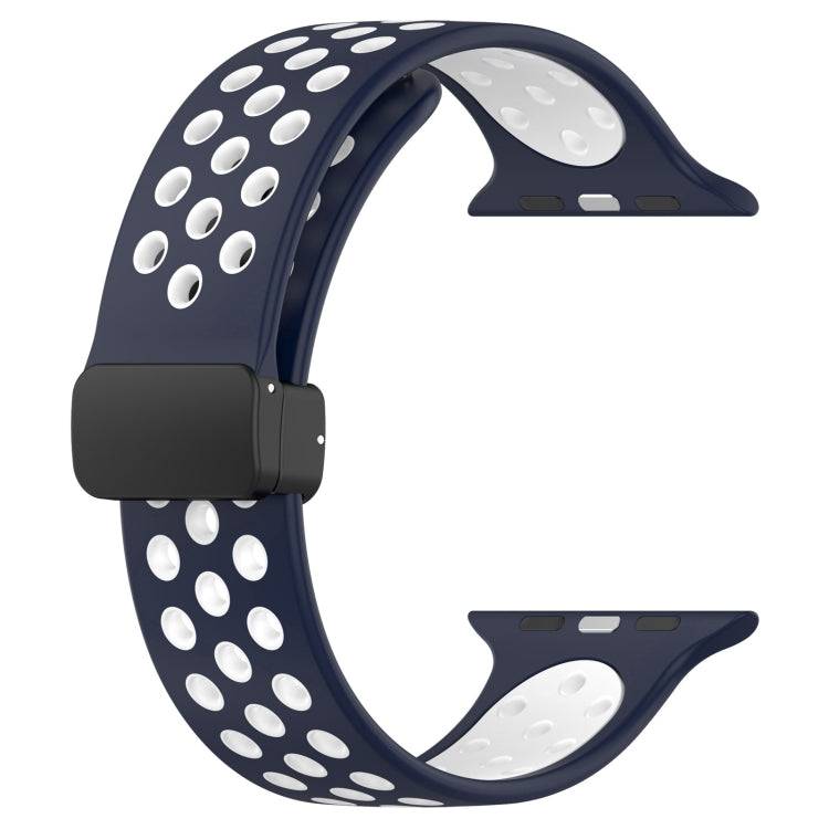 For Apple Watch Series 9 41mm Magnetic Buckle Silicone Watch Band(Navy White) - Watch Bands by PMC TechLife | Online Shopping South Africa | PMC TechLife