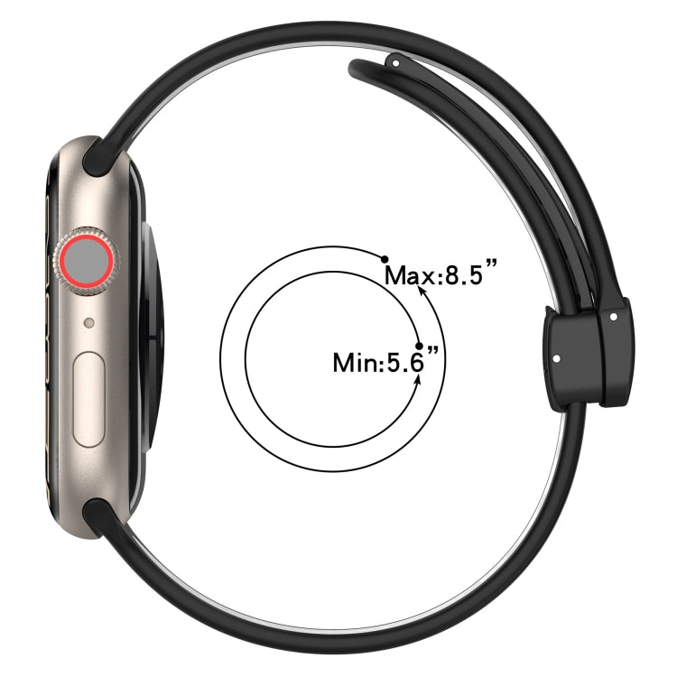For Apple Watch SE 44mm Magnetic Buckle Silicone Watch Band(Army Green Black) - Watch Bands by PMC TechLife | Online Shopping South Africa | PMC TechLife