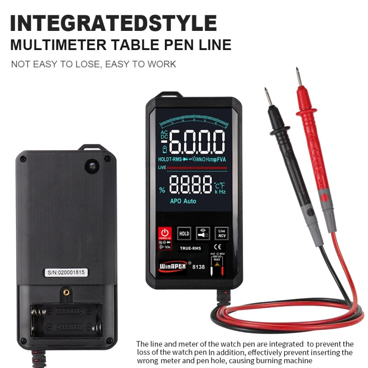 WinAPEX Smart Touch Screen Digital Multimeter, Model:8138 - Digital Multimeter by WinAPEX | Online Shopping South Africa | PMC TechLife | Buy Now Pay Later Mobicred