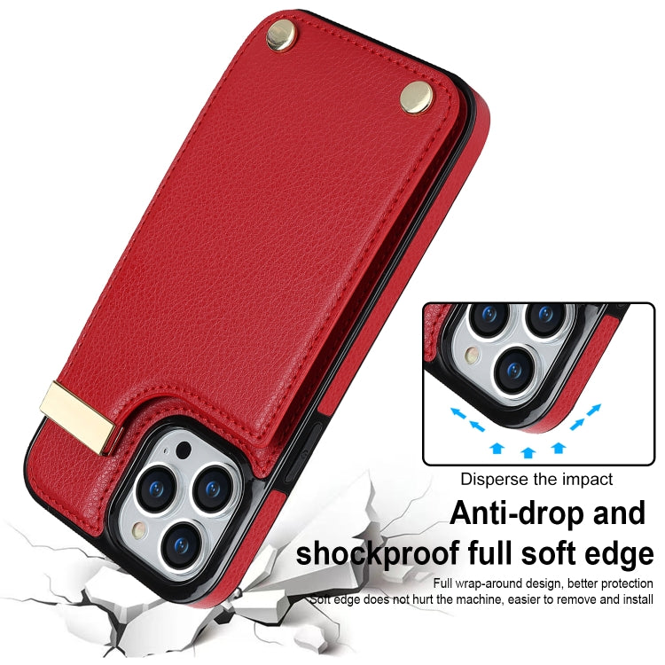 For iPhone 14 Pro Metal Buckle Card Slots Phone Case(Red) - free shipping - PMC TechLife - Order now!