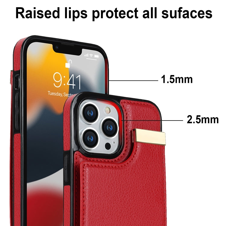 For iPhone 14 Pro Metal Buckle Card Slots Phone Case(Red) - free shipping - PMC TechLife - Order now!