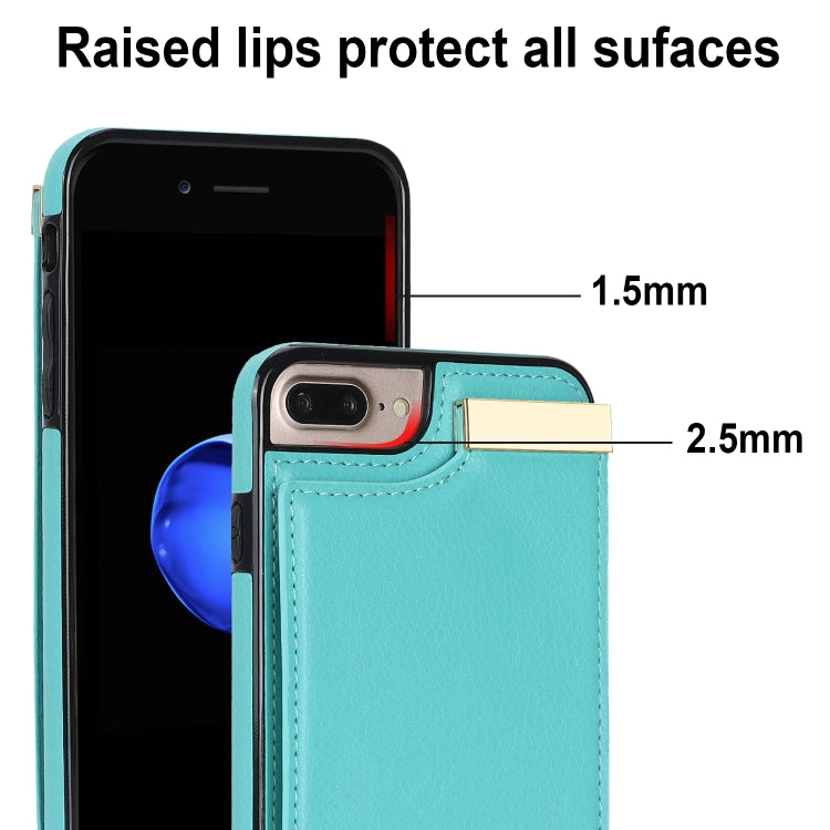 For iPhone 8 Plus / 7 Plus Metal Buckle Card Slots Phone Case(Green) - free shipping - PMC TechLife - Order now!
