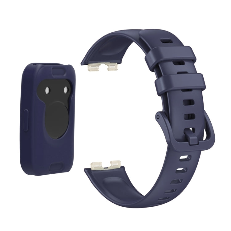 For Huawei Band 8 Silicone Protective Case + Silicone Watch Band Kit(Navy Blue) - Watch Bands by PMC TechLife | Online Shopping South Africa | PMC TechLife