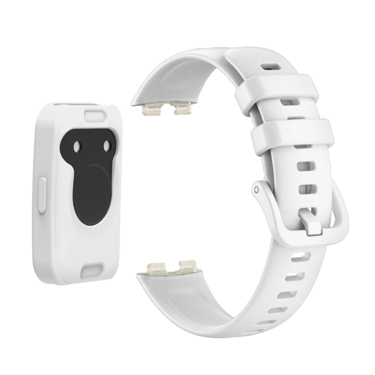For Huawei Band 8 Silicone Protective Case + Silicone Watch Band Kit(White) - Watch Bands by PMC TechLife | Online Shopping South Africa | PMC TechLife