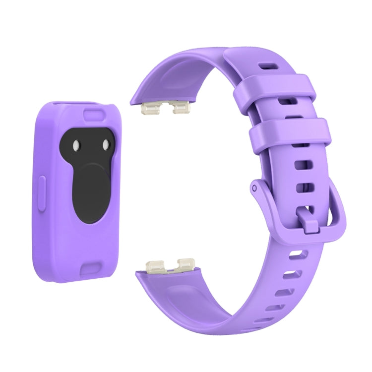 For Huawei Band 8 Silicone Protective Case + Silicone Watch Band Kit(Purple) - Watch Bands by PMC TechLife | Online Shopping South Africa | PMC TechLife