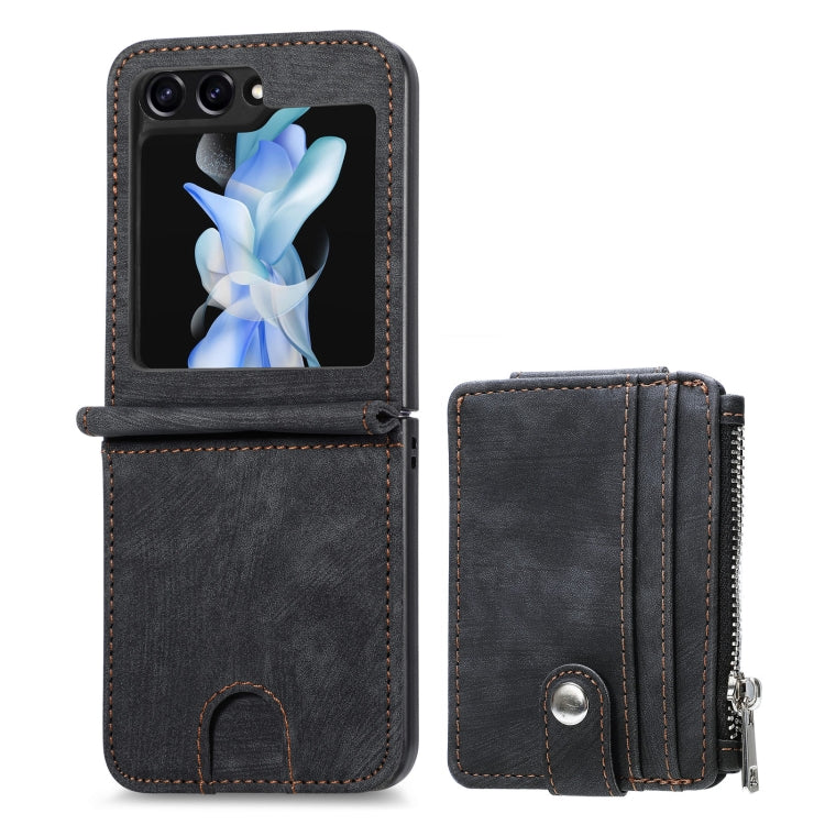 For Samsung Galaxy Z Flip5 Skin-feel PU Zipper Wallet Phone Case(Black) - free shipping - PMC TechLife - Order now!