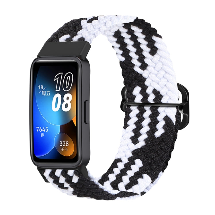 For Huawei Band 8 Nylon Braided Buckle Watch Band(Black White) - Watch Bands by PMC TechLife | Online Shopping South Africa | PMC TechLife
